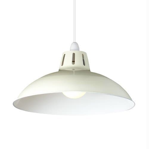 Large Modern Cut Out Dome Glossy Metal Ceiling Light Fitting Pendant Shade - Cream