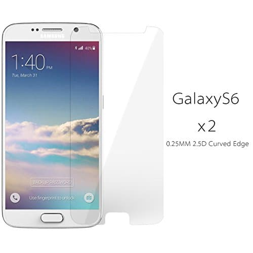 Samsung Galaxy S6 Screen Protector,NasaBear 2 Pack Galaxy S6 Tempered Glass Screen Protector HD 0.25mm Slim 2.5D 9H Hardness Premium Tempered Glass Screen Protector For Galaxy S6