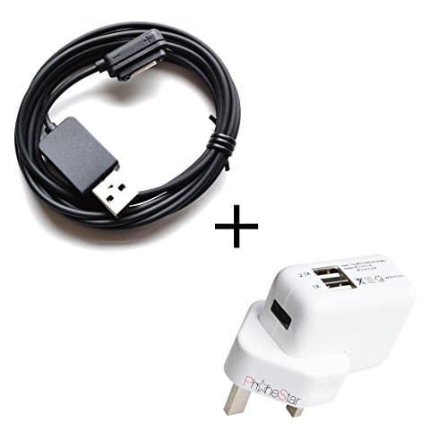 PhoneStar magnetic USB Charging Cable 2 Meter - extra long magnetic cable - including 2-port USB fast charger 2.100mA DUAL Adapter for Sony Xperia Z3 Compact in black