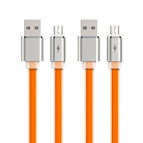 Xutu Micro USB Cable 2 Pack 3.3FT Durable High-speed Transmission Flat Wire Charger for Android Devices Samsung Galaxy S7, Motorola LG Sony, HTC and More (Orange)
