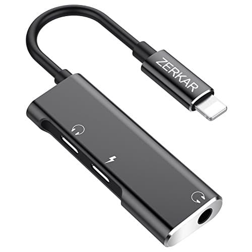 iphone x Adapter Splitter Headphone Jack Lightning to 3.5mm Adapter for iphone 8 to Charge and listen to Headphones No noise [Support iPhone iPod iPad ] (Without Phone Answer Function) (black002)