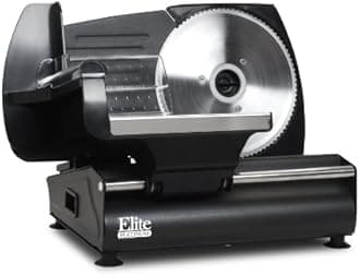Elite Gourmet EMT-503B Maxi-Matic 130 Watt Die-Cast-Aluminum Electric Food Slicer, Black