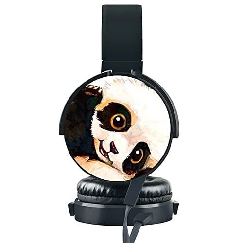 KOSUNG Personalized Wired Headset, Customized Panda Ear Stereo Headphone with Soft Earmuffs Hands-free Phone Calls Compatible with iPhone /Smartphones/ PC / iPad /Laptop etc.