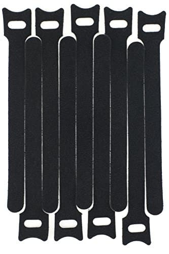Lustre 10pcs x Black Adjustable Strap Reusable Cable Ties Tidy Wrap Hook & Loop 10mm x 150mm