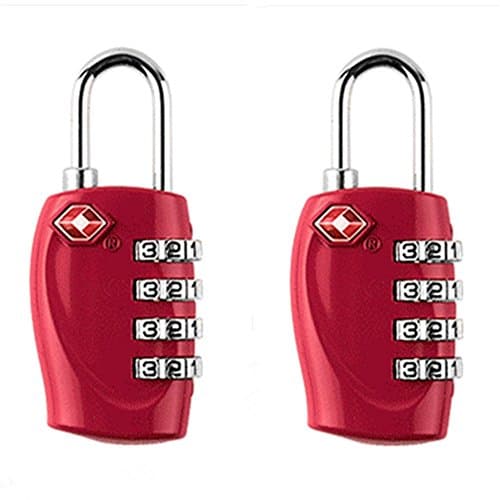 2-Pack,JYHYEU TSA Approved 4-Digit Combination Locks - Heavy Duty &amp;High Secure Resettable Padlocks - for Luggage Suitcases Travel Bags and Gym Lockers,Red