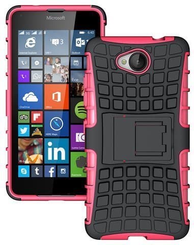 Microsoft Lumia 650 - Premium Quality Shockproof Defender Plastic Hard Back Case Cover + Free Clear Screen Protector + Polishing Cloth