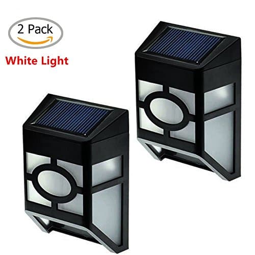 YINGHAO Solar Powered Deck Lights Wall Mount Waterproof Light Sensor Night Light Lamp Outdoor Lightings for Garden Fence Stairs Steps Patio Pond Pool,2 Pack (White Light)