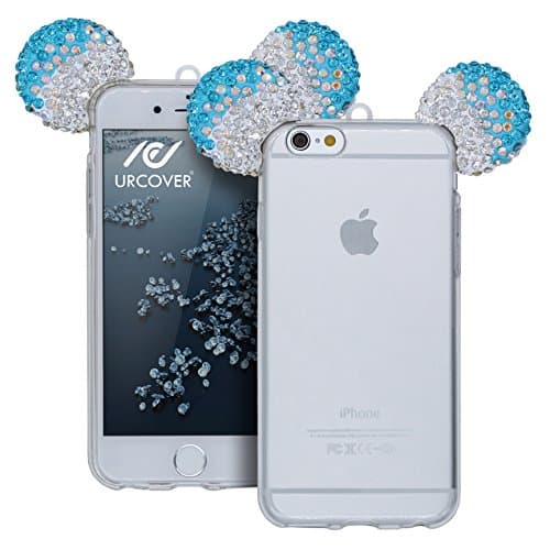 iPhone 6 Plus / 6s Plus Case, Urcover® TPU Silicone Bling Ear Cover [ Sparkle Mouse Ear ] Flexible Diamond Glitter Protective Fashion Case for Apple iPhone 6 Plus / 6s Plus - Light Blue Silver