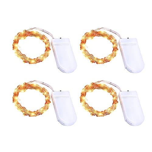 LED String Lights,PALADY Waterproof Flexible 2M 20 LED Micro Battery Powered Copper Silver Wire Firefly Lights,Perfect for Christmas/Party/Wedding/Crafts/Indoor/Outdoor Lights Decor,[4 Pack]