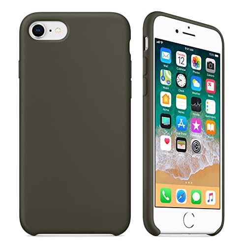 LINDIANSHUMA iPhone 8 Cases, iPhone 7 Case, Liquid Silicone Gel Rubber Case with Soft Microfiber Cloth Lining Cushion for Apple iPhone 8 (2017)/iPhone 7 (2016),Dark Olive
