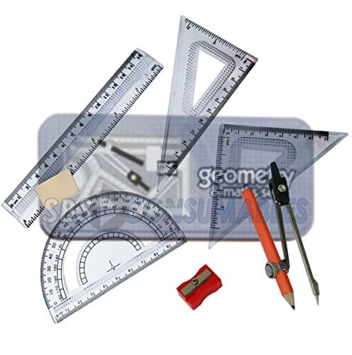 MATHS & GEOMETRY COMPASS TIN SET BACK TO SCHOOL COLLEGE