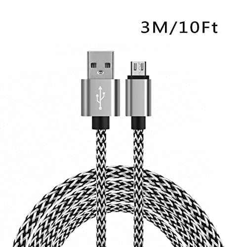 Micro USB Cables, EYESWORLD 10Ft/3M Ultra Durable High Speed Nylon Braided Sync and Charge Cables Sync and Charge for Android Smartphones Samsung, Nexus, LG, Sony, BlackBerry, HTC, Motorola, Nokia, Kindle, PS4 Controller