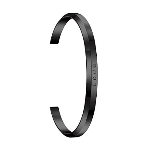 Deamyth Stainless Stee LOVE Cuff Bangle (Black)