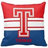 Red Varsity Sport Letter Monogram Initial T Throw Pillow Case