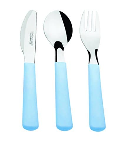 Simonaggio 3 Piece Colorful Toddler Flatware Set, Blue
