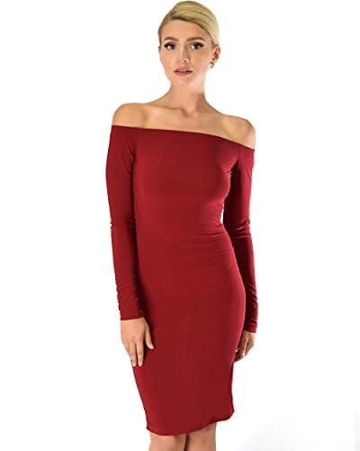 Lyss Loo Women's Bold Move Off The Shoulder Long Sleeve Midi Dress In Burgundy - M