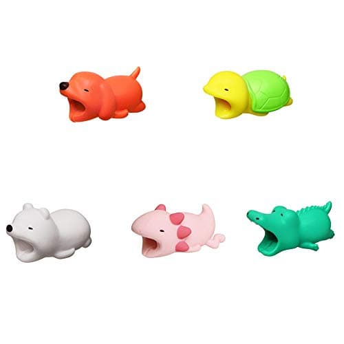Veryke 5PCS Cable Bite for iPhone, iPad and USB Cord Sleeve Cute Animal Cable Accessory (Animal3)