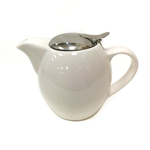 Tea Master Pearl Solid Color Teapot w/ Stainless Steel Infuser and Lid (17-Ounce, Glossy White)
