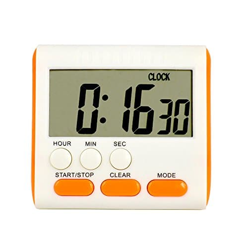 WiseField Digital Kitchen Alarm Timer Clock Large LCD Display Count Down UP Magnetic Backing (Orange Button)
