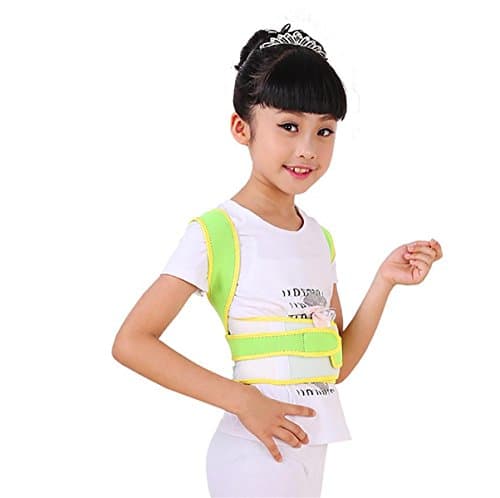 JZLV Children Back Correct Belt Adjustable Shoulder Support Belt Durable &amp; Flexible Back Posture Correct Belt Green , s
