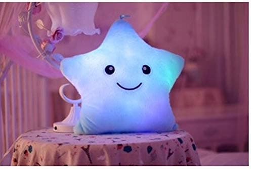 E Vigilia Glowing LED Night Light Twinkle Star Shape Plush Pillow hot Colors (Blue)