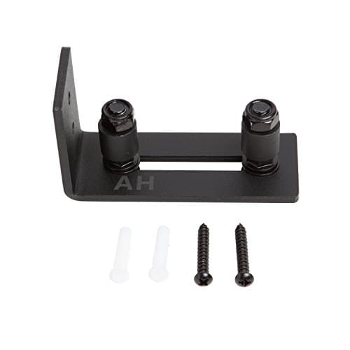 American Hardware Adjustable Channel Wall Mount Barn Door Floor Guide Roller for Barn Door Hardware, Powder Coated Black, Fully Flat Bottom, US Brand ...