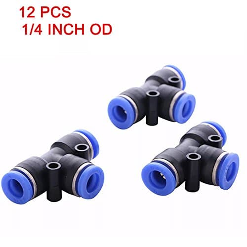 WellYU Push to Connect Tee T Union Fitting, 1/4" OD （12 Pcs）