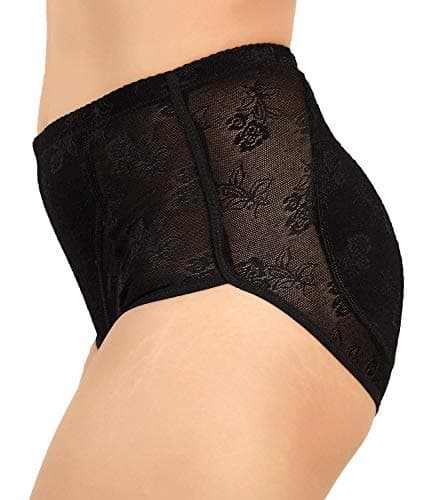 Women's Cotton Polyurethane Outer Covering Round Shape Butt Lifter Seamless Padded Low Waist Panty (Black, Small)