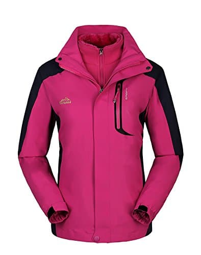 Women's Windproof Softshell Fleece Waterproof Ski Jacket 3 in 1 Outdoor Sports Coat