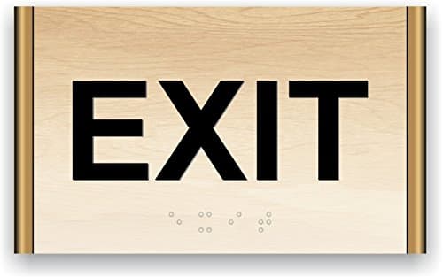 ADA Exit Sign Aluminum Panel Raised Letters and Braille (5" x 3") Elegant Black