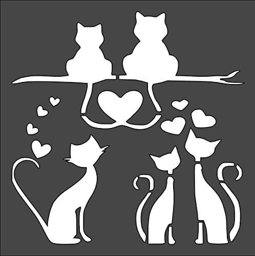 Rubstamper Cat Logo Stencil Reusable Sturdy Flexible Clear Plastic 1-5.5x5.5 in Arts and Crafts Material Scrapbooking for Airbrush Painting Drawing