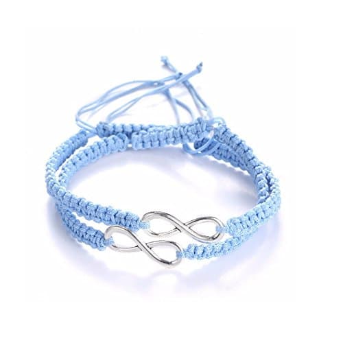 Two Pack Infinity Bracelet Set for Couples or Best Friends (Baby Blue)