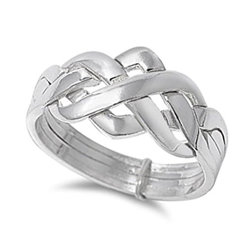 925 Sterling Silver 4pc Puzzle Ring Ring