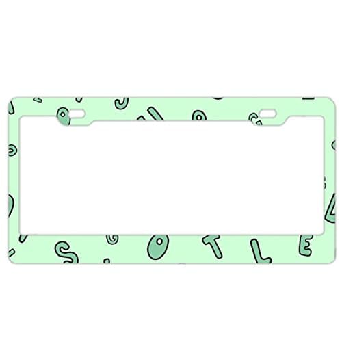 EXMENI Green Alphabets License Plate Frame Theft-proof Frames Stainless Steel Board Frames