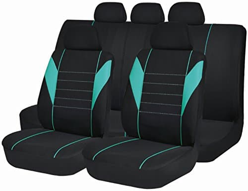 Auto Seat Covers Full set Universal 11pcs Black/Mint Split Back Seat Cover