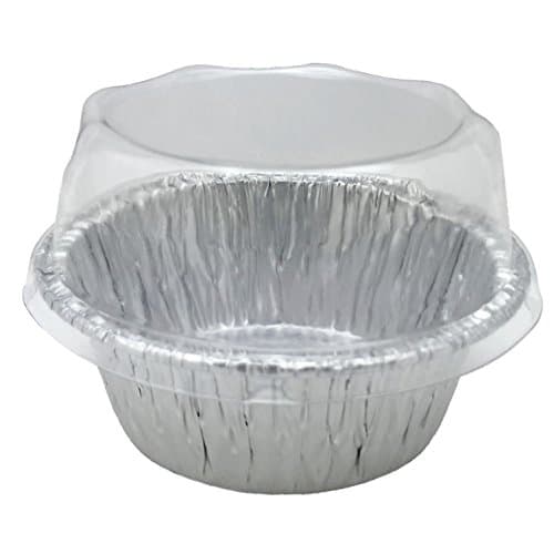 Aluminum Foil Mini Baking Cups 2-3/8" For Mini Muffin, Cupcake, Custard Baking Ramekins Cup Very Small with Plastic Lid. 20 Sets. (20 Cups+20 Lids.)