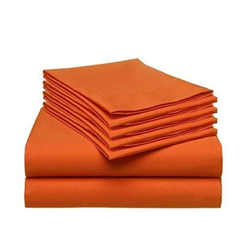 Premium Bedding - 400 Thread Count Bedspread 100% Cotton Hotal Collections 4 Piece Sheet Set Sateen Weave Deep Pocket Breathable Bedding Set King Orange