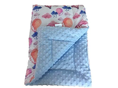 KidzCrowd Small Minky Dot Fabric Soft Touch Personalized Sky Blue Design Cartoon Velvet Baby Quilt