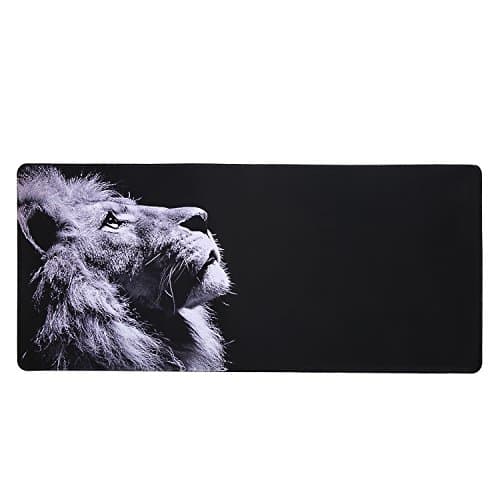 Gaming Mouse Pad Large Extended Stitched Edges Waterproof Mouse Pad Accuracy Optimized for All Computer Mouse Sensitivity MMO and Sensors Fits Both Mouse &amp; Keyboard (Lion, 900mm×400mm×2mm)