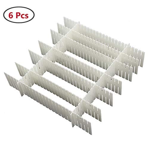 AllRight Plastic Drawer Divider, Adjustable Grid Drawer Clapboard Cabinet Divider Tidy Storage Organisers Separator (6 Pcs)