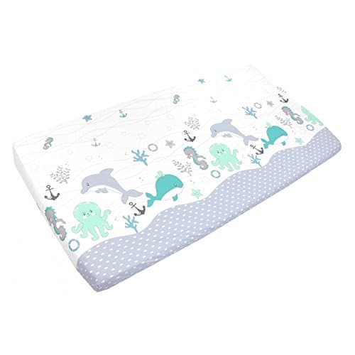 TupTam Baby Bed Crib Cot Fitted Sheets with Printed Designs, Ocean Green, 70 x 140 cm