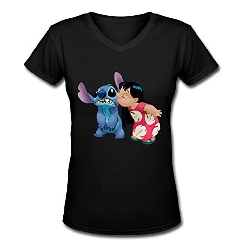 Lilo Stitch Women's V-Neck Tshirt Small