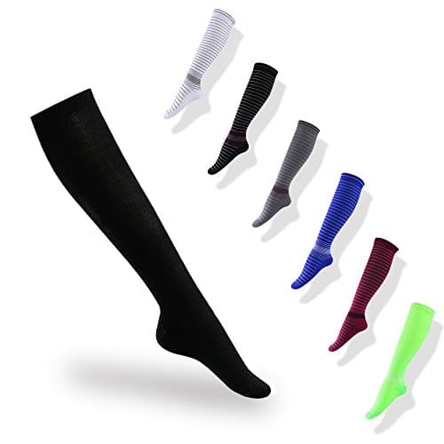 PHIVUTY Graduated Compression Socks 1 Pair For Men & Women 15-20 mmHg Medical Grade Stocking (L/XL, Pure Black)