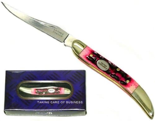 PINK LADY REAL BONE HANDLE FOLDING POCKET KNIFE