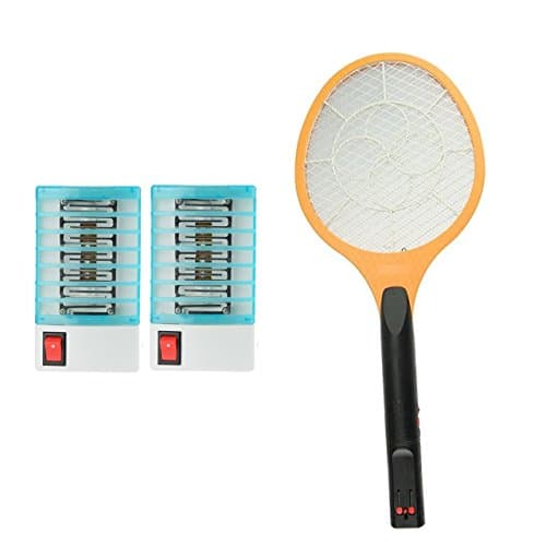 VALUE PACK 2 Indoor Bug Zapper Mosquito Fly Repellent Trap Lamp + Racket