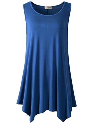 Women Plus Size Solid Basic Flowy Tank Tops Summer Sleeveless Tunic