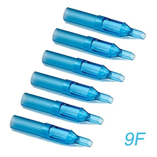 Tattoo Tips, Ahat 100pcs 9 Magnum Tips/9 Flat Tips Blue Plastic Disposable Tattoo Tips for 1208F,1209M1,1209RM,1209F,1209RF,1217M2,1217RM2 Tattoo Needles (9FT)