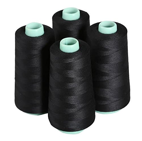Serger Polyester Threads - Sewing &amp; Quilting 24000 Yard All Purpose Value Pack (4 x 6000 Yards, Black)