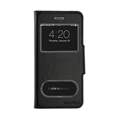 iPhone 6 / 6S Flip Case Leather View Cover Black