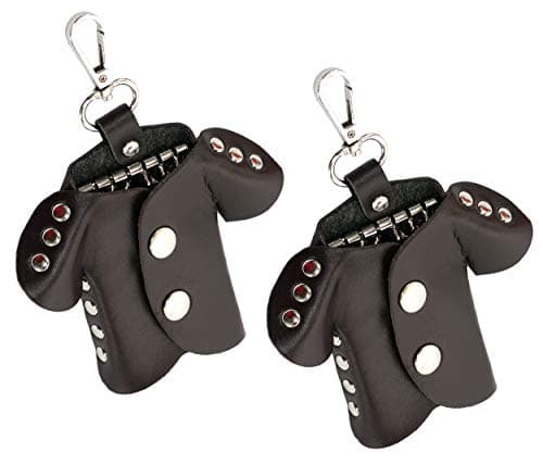 SNDIA 2 Pack PU Leather Key Holder Case Keychains Pouch Car Wallet 6 Key Holder with Snap Closure